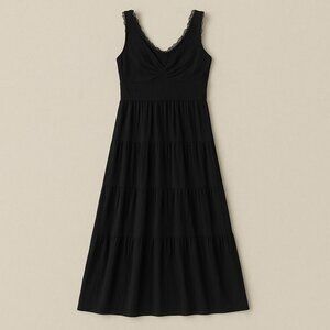 Max Studio Black Summer Lace Tiered Maxi Dress